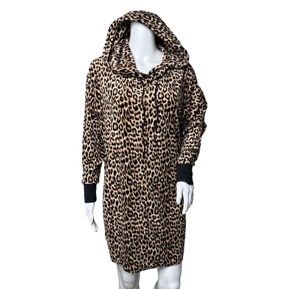 Betsey Johnson Nightgown Womens‎ Medium Brown Black Leopard Cheetah Sleep Shirt